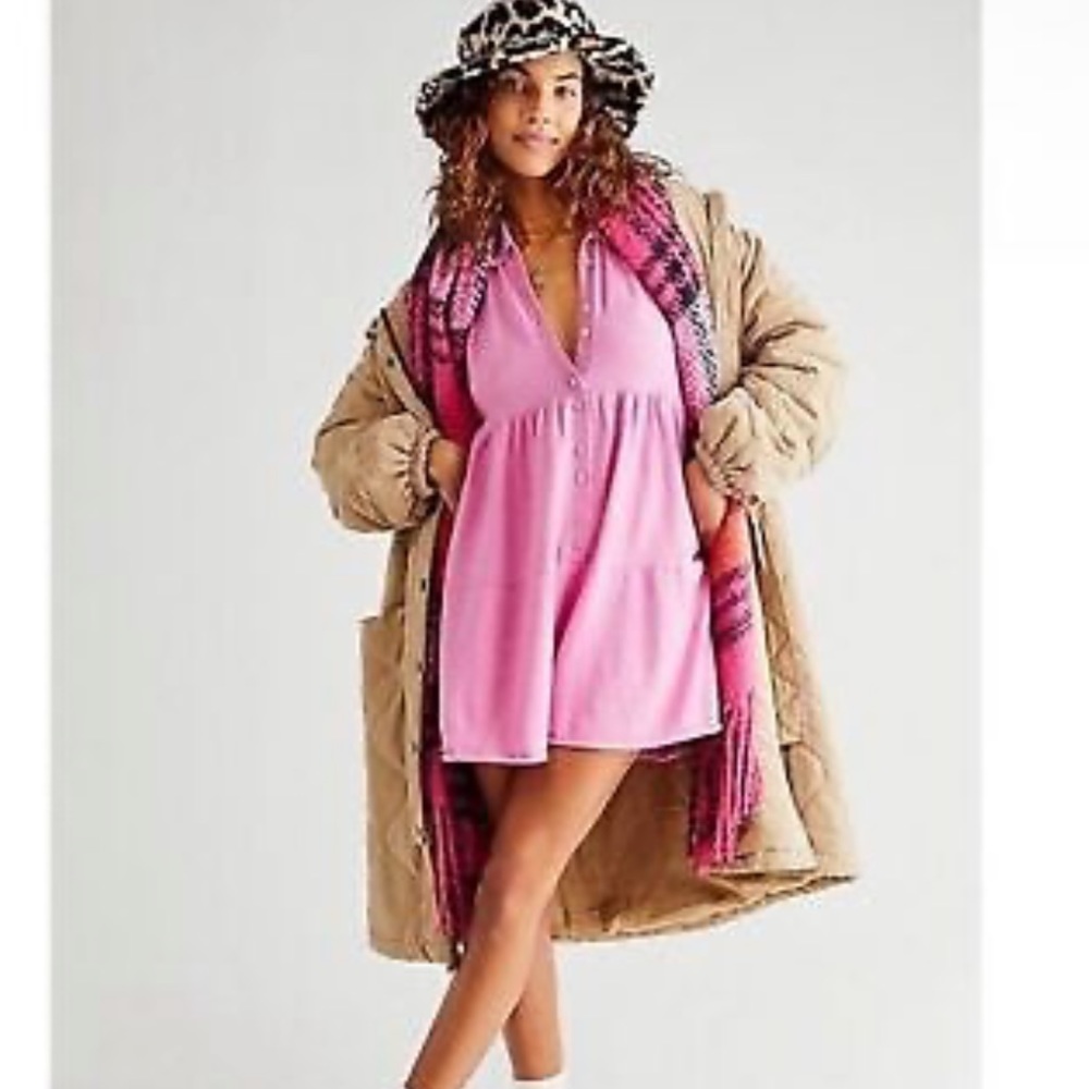 Free People Pink Easy Kinda Love Cashmere Flowy Romper